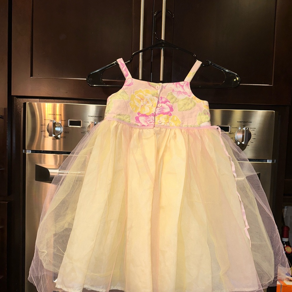 Girls size 3T Yellow and pink tulle dress - Picture 6 of 9